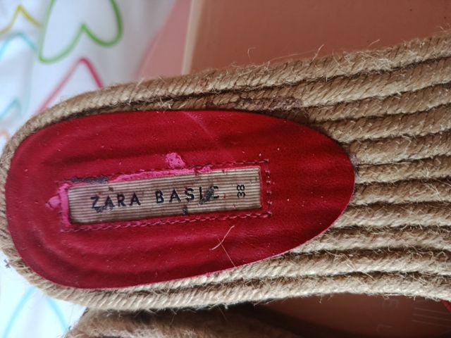 Chanclas Zara Basic esparto rojas nº38