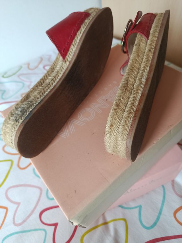 Chanclas Zara Basic esparto rojas nº38