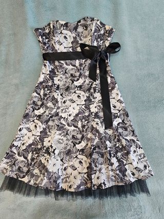 Vestido fiesta blanco y negro