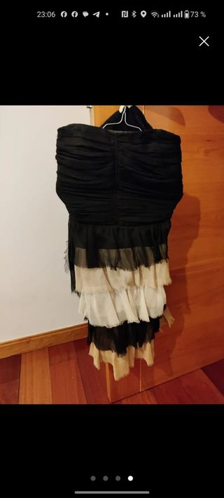 Vestido fiesta beige y negro