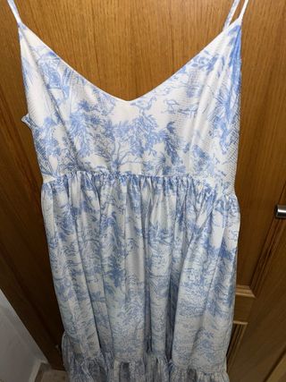 Vestido midi verano - azul y blanco - talla 40/L