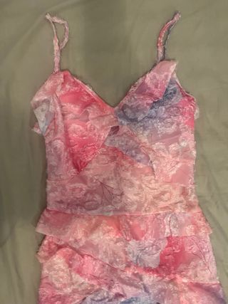 Vestido malla rosa-morado