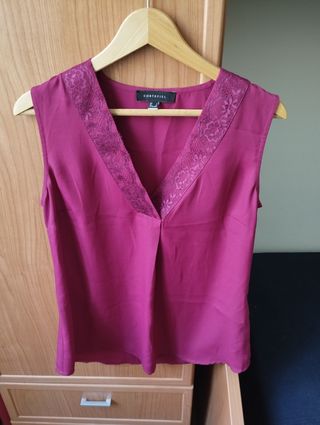 Camisa Cortefiel Granate Encaje talla M