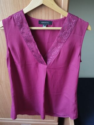 Camisa Cortefiel Granate Encaje talla M