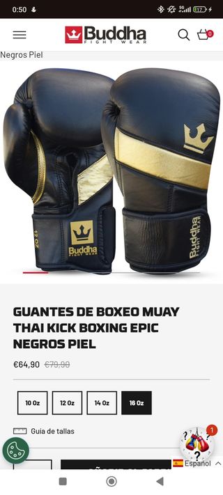 Guantes boxeo Buddha piel dorados