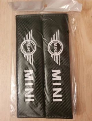 Pareja de almohadillas de piel,con el logo de Mini