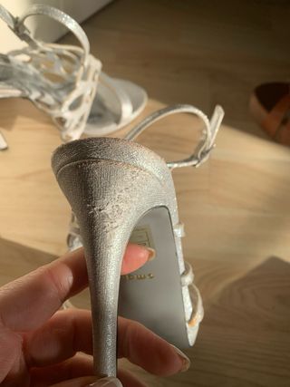 Sandalias tacón plata brillantes