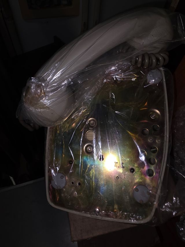 Receptor de telefone, antiga recepcionista - Cinza