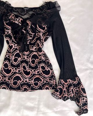 Top Trasparente Ricamati con Lacci Fiocco Vintage