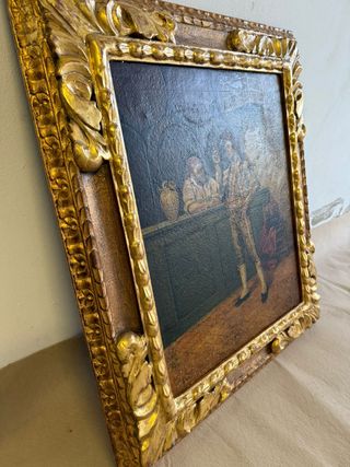 Bonita pintura costumbrista de torero con capote