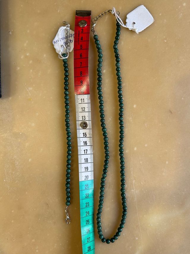 Set Collana e bracciale in malachite verde