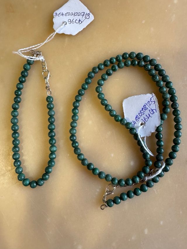 Set Collana e bracciale in malachite verde