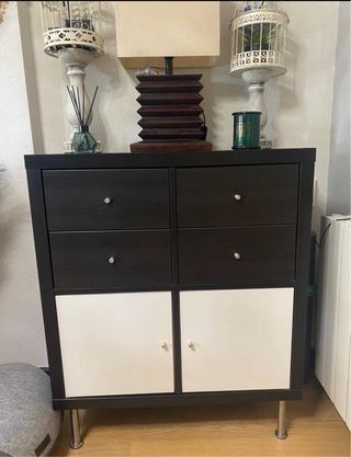 Mueble almacenaje 4 cajones y 2 botelleros