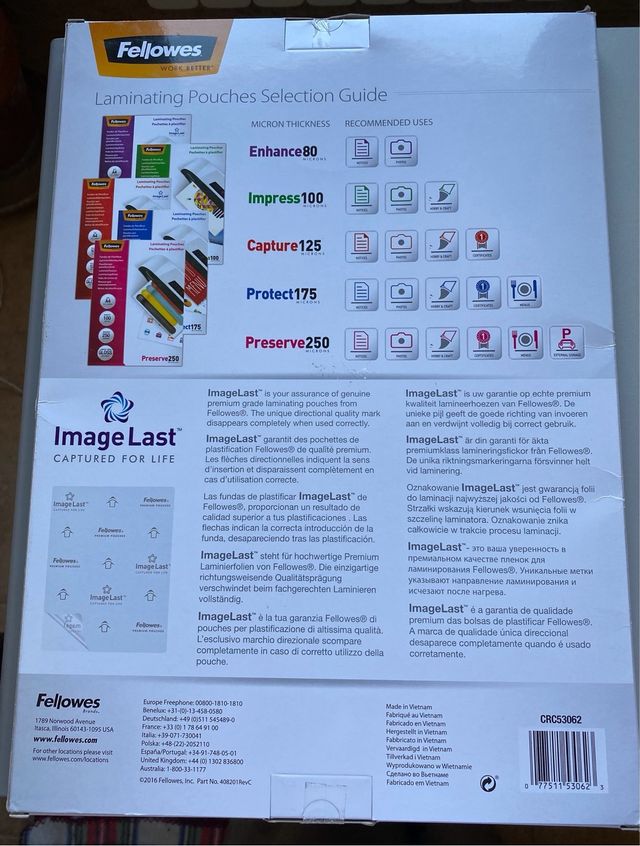 Fellowes Enhance80 - 100 láminas A3