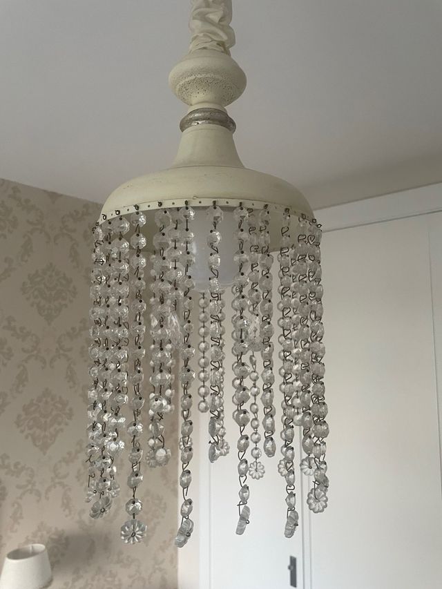 Lámpara techo cristal beige