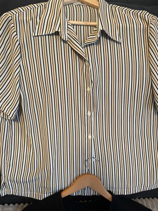 Blusa rayas + Chaqueta negra mujer - Talla 54