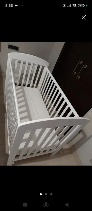 Cuna bebé madera blanca
