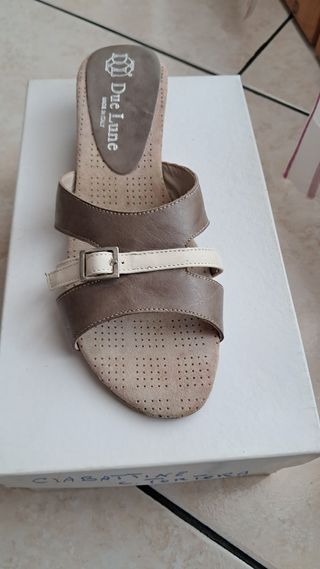 Ciabattine Due Lune beige/marrone
