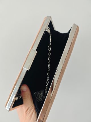 Bolso Clutch fiesta terciopelo beige