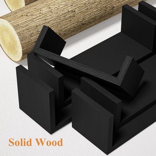 Set 5 Estantes de Pared de Madera Maciza Negro