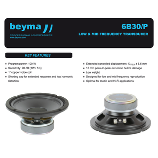 Altavoces hifi Beyma 6B30P 8Ω pareja
