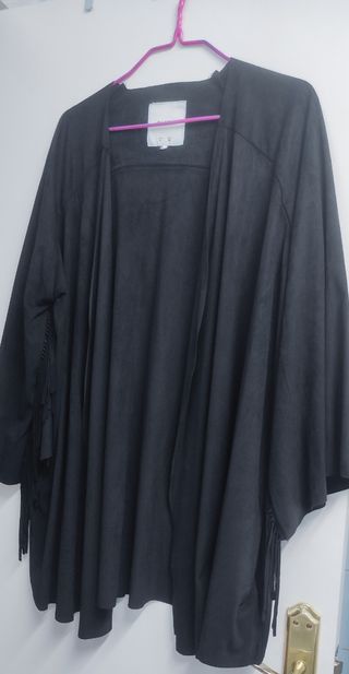 Chaqueta oversize flecos mujer