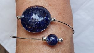 Bracciale in acciaio e vetro di Murano