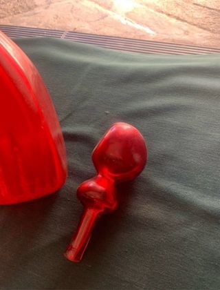 Jarrón Verde Alto - Cristal Rojo Rubi