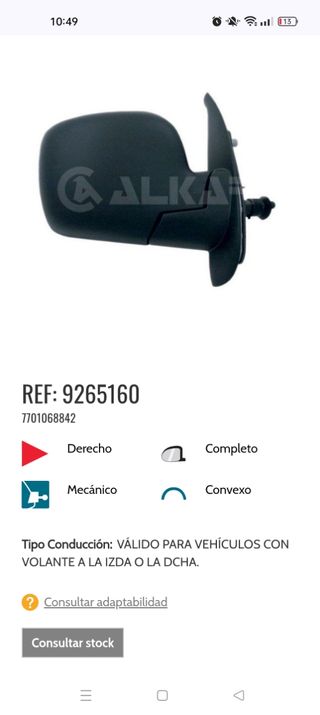 Retrovisor derecho Renault Kangoo