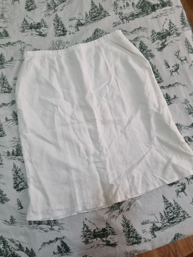 Falda blanca 100% lino con forro – Hortensia