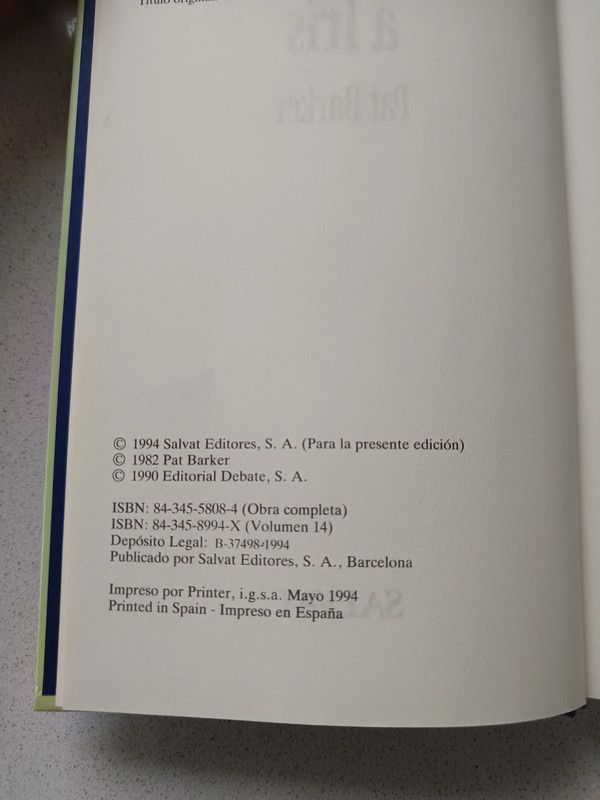 Libro "Cartas a Iris" de Pat Barker