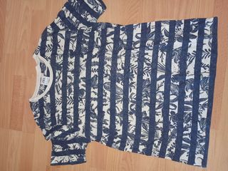 Camiseta Zara rayas azul-blanco