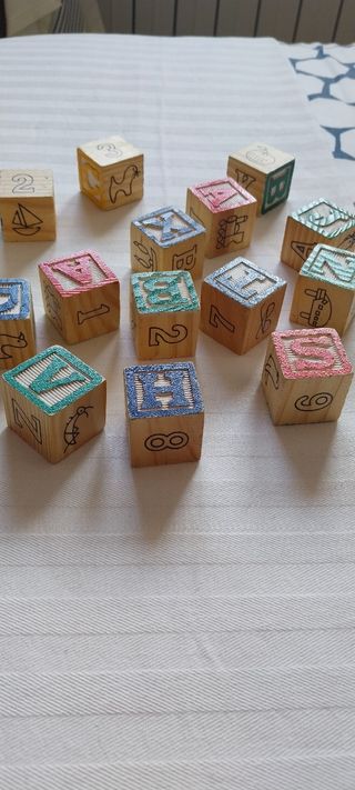 Bloques cubos 6 caras de madera educativos