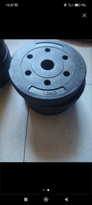 Discos mancuernas ajustables 2'5€/kg,16'5 Kg total