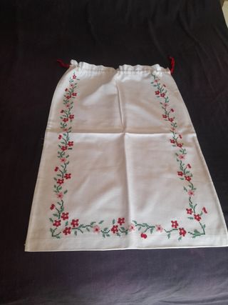 Bolsa algodón bordada flores