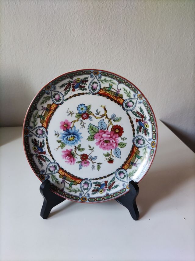 Plato porcelana flores vintage