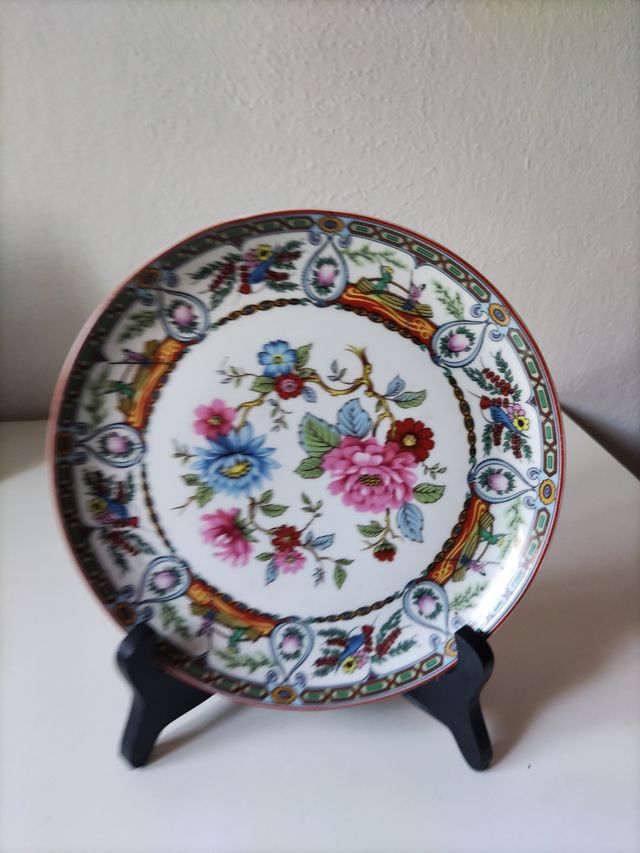 Plato porcelana flores vintage