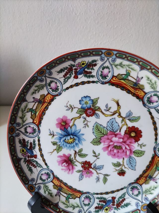 Plato porcelana flores vintage