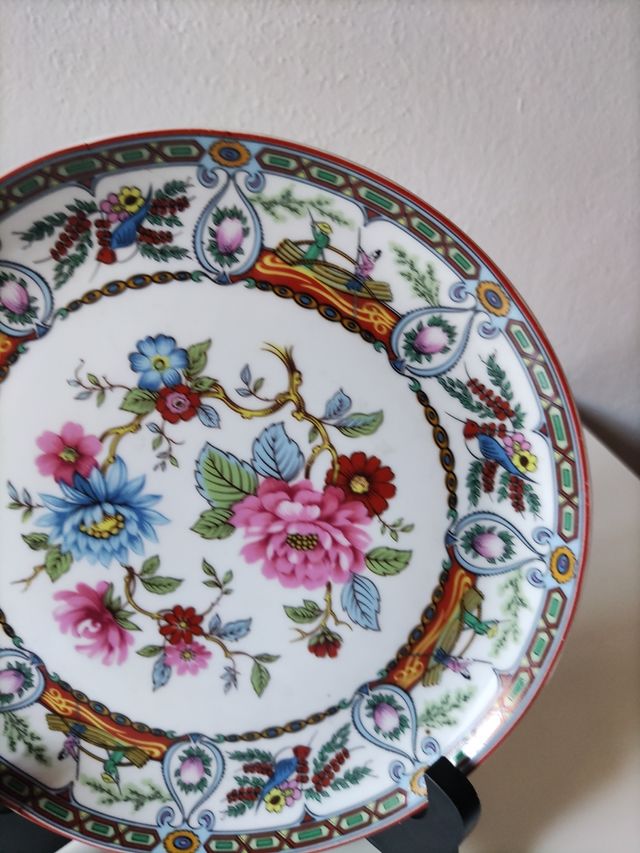 Plato porcelana flores vintage