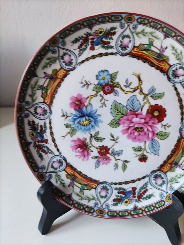 Plato porcelana flores vintage
