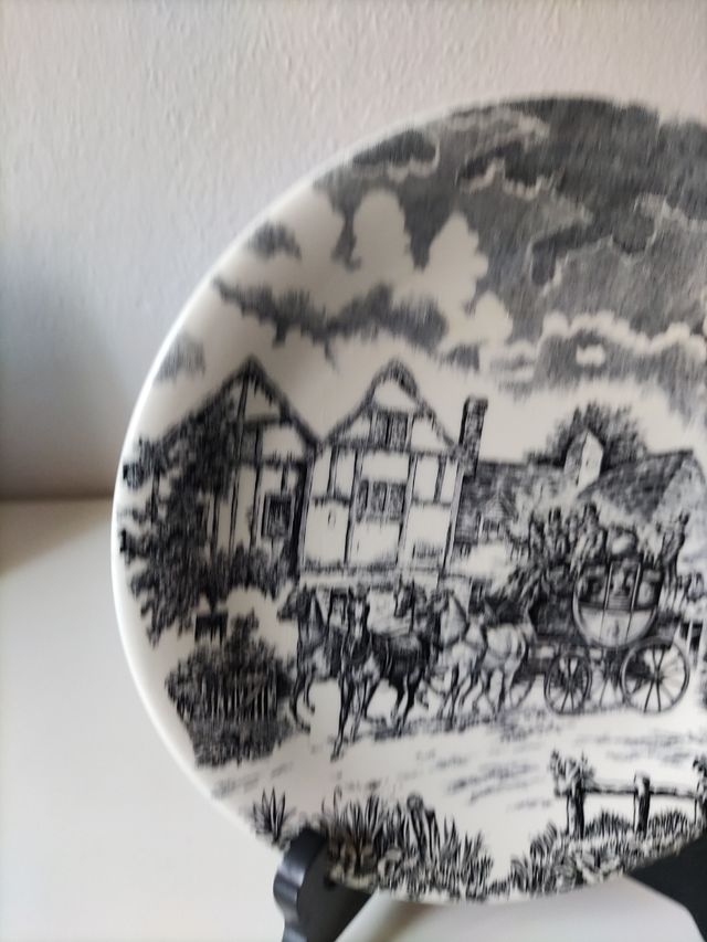 Plato decorativo blanco y negro