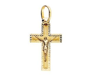 Cruz Cristo Tallada Oro 18 Klt