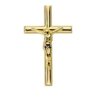 Cruz Cristo Madero Redondo Oro 18 Klt