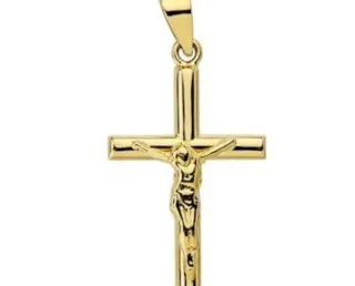 Cruz Cristo Madero Redondo Oro 18 Klt