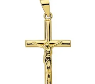 Cruz Cristo Madero Redondo Oro 18 Klt