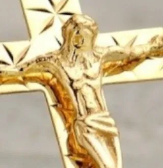 Cruz Tallada Cristo Oro 18 Klt