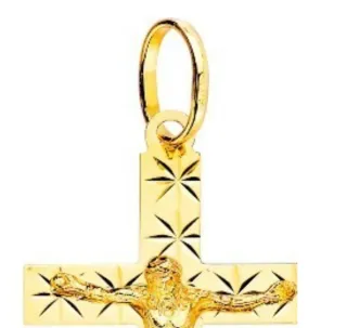 Cruz Tallada Cristo Oro 18 Klt
