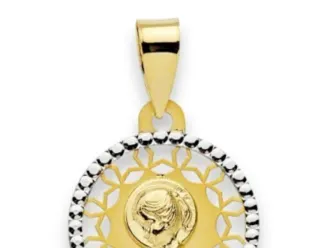 Medalla Virgen Niña Comunión Oro 18 Klt.