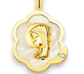 Medalla Virgen Niña Comunión Oro 18 Klt.