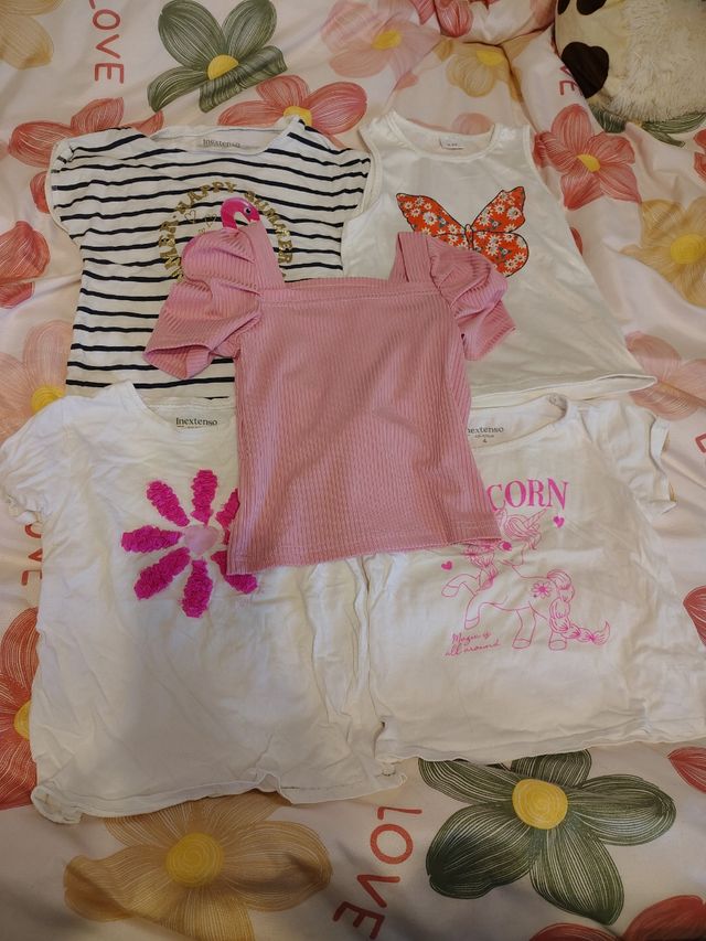 Lote 5 camisetas niña 4 años